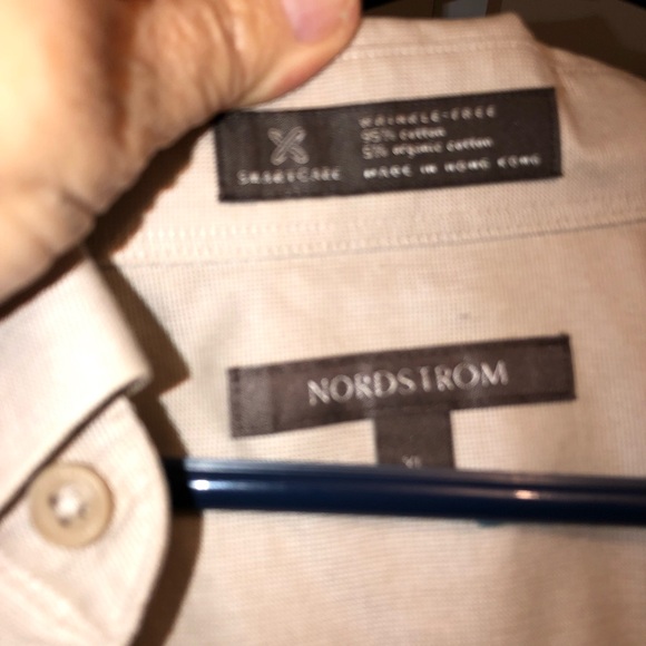 Nordstrom beige men’s button up short sleeve shirt with pocket size XL - Picture 4 of 6